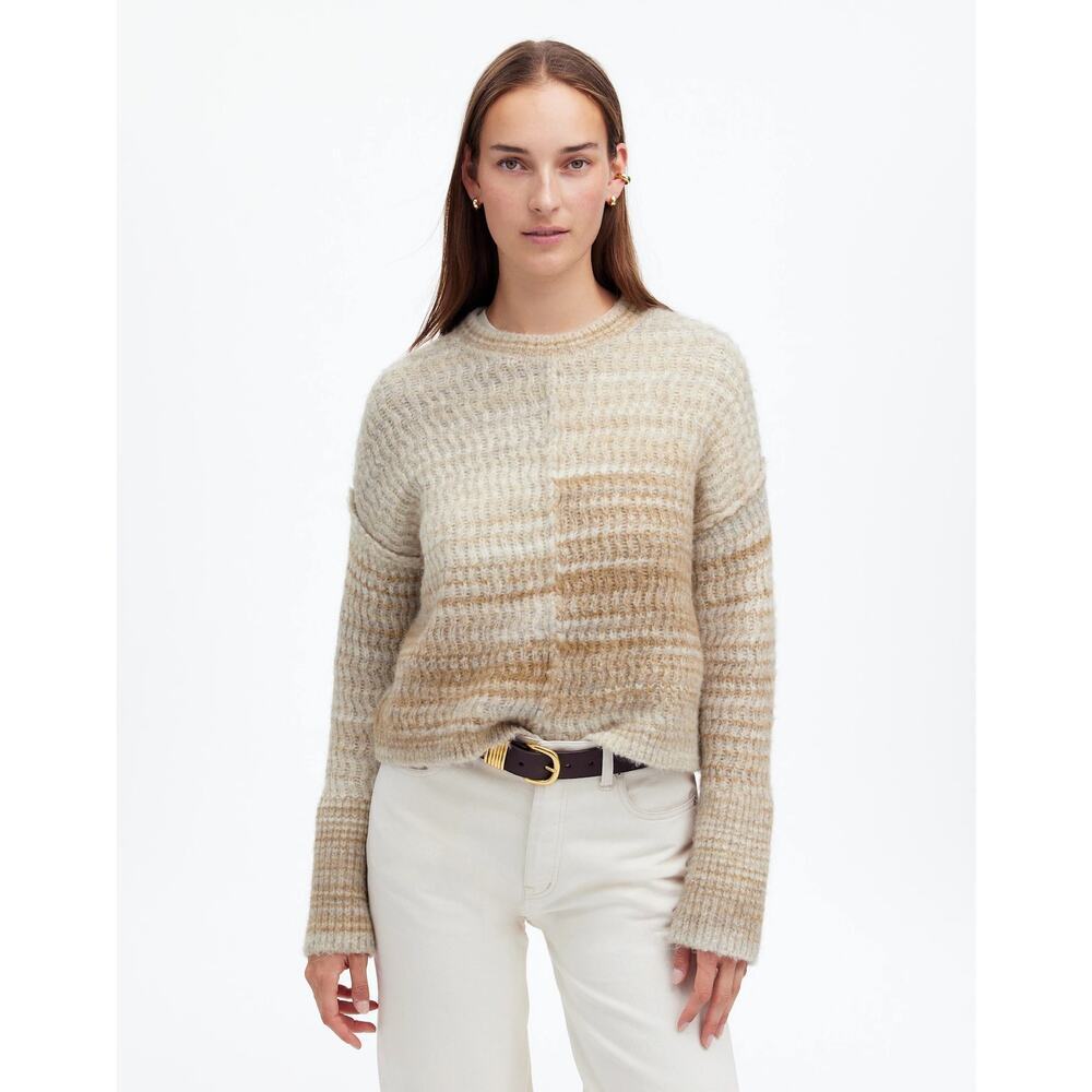 NEW Madewell Women’s Small Marlow White Space-Dyed Crewneck Sweater NWT